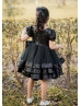Short Puffy Sleeves Black Sequin Tulle Flower Girl Dress
